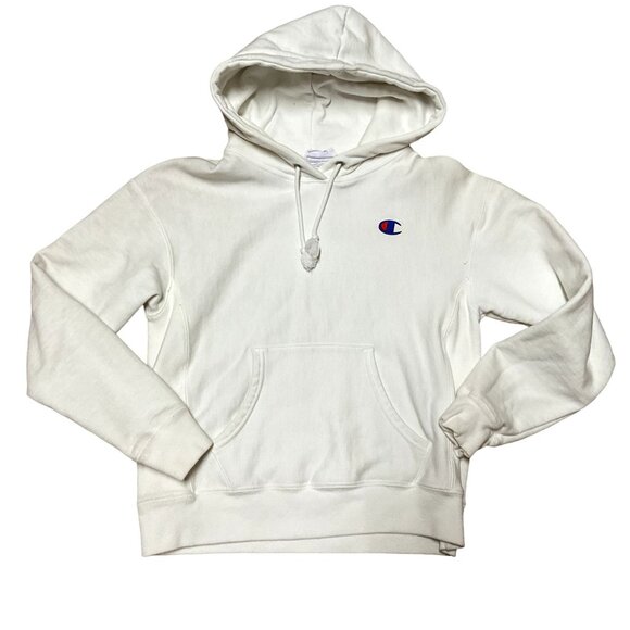 CHAMPION REVERSE WEAVE WHITE HOODIE SWEATSHIRT SZ S FLEECE VERY CLEAN WOMENS - Picture 1 of 5
